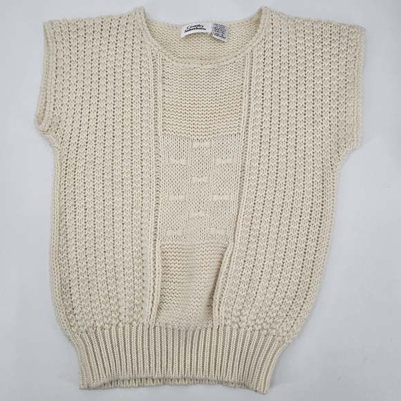 Country Suburbans Sweaters - Vintage Country Suburbans Cream Knit Sweater Vest Size S